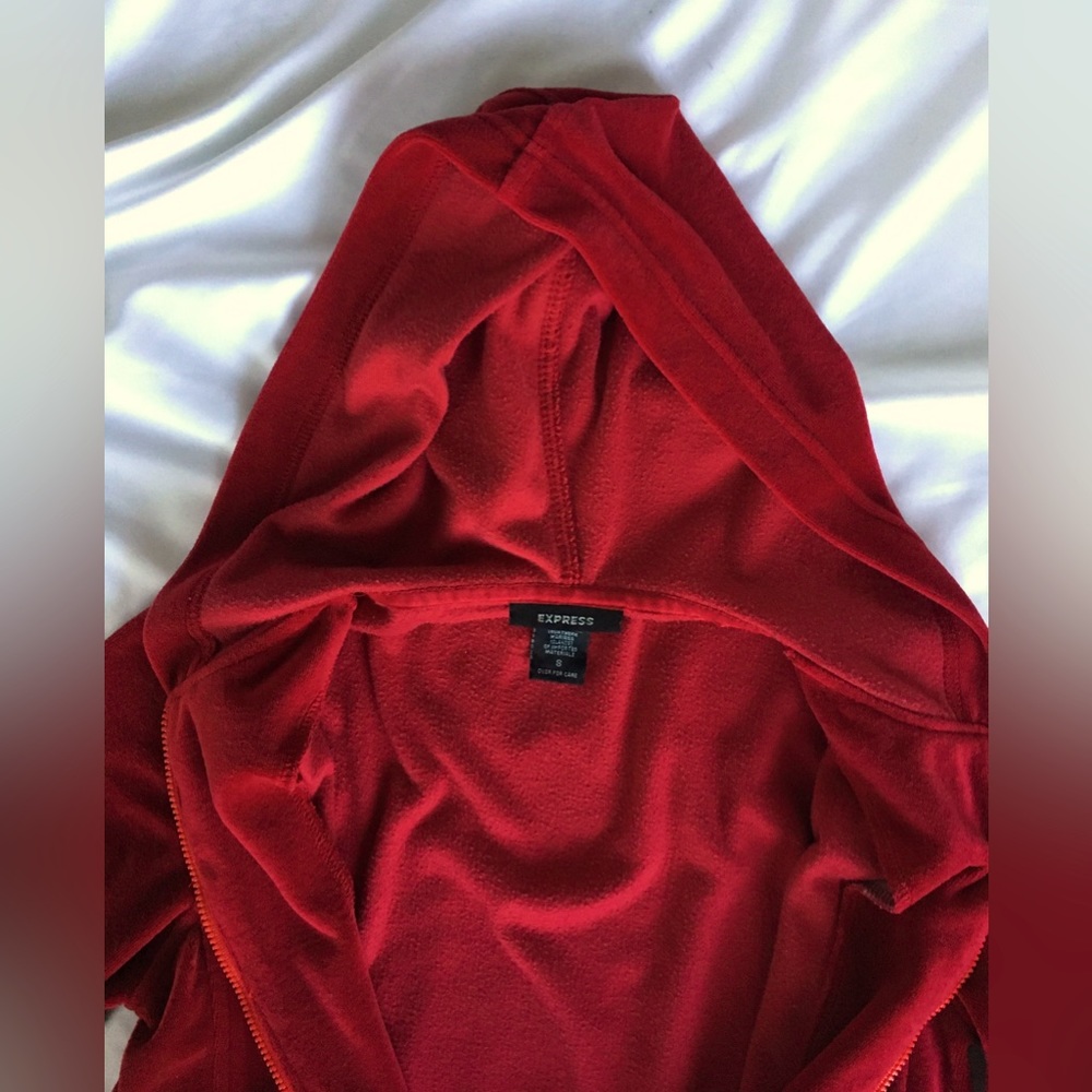 Y2k EUC Express red velour track suit set, size S, worn 3x. - Picture 3 of 16